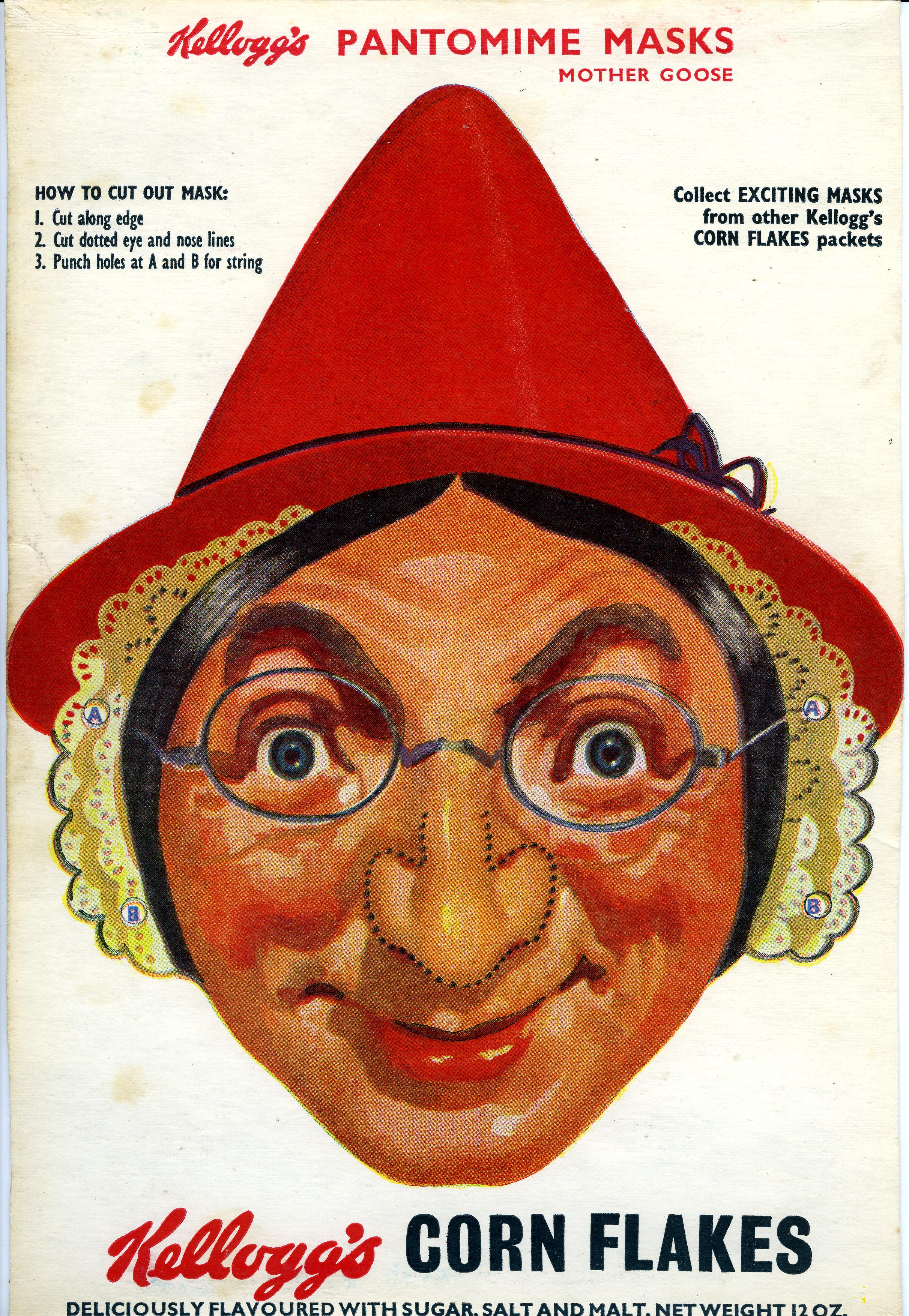1955 Cornflakes Pantomime Masks Mother Goose