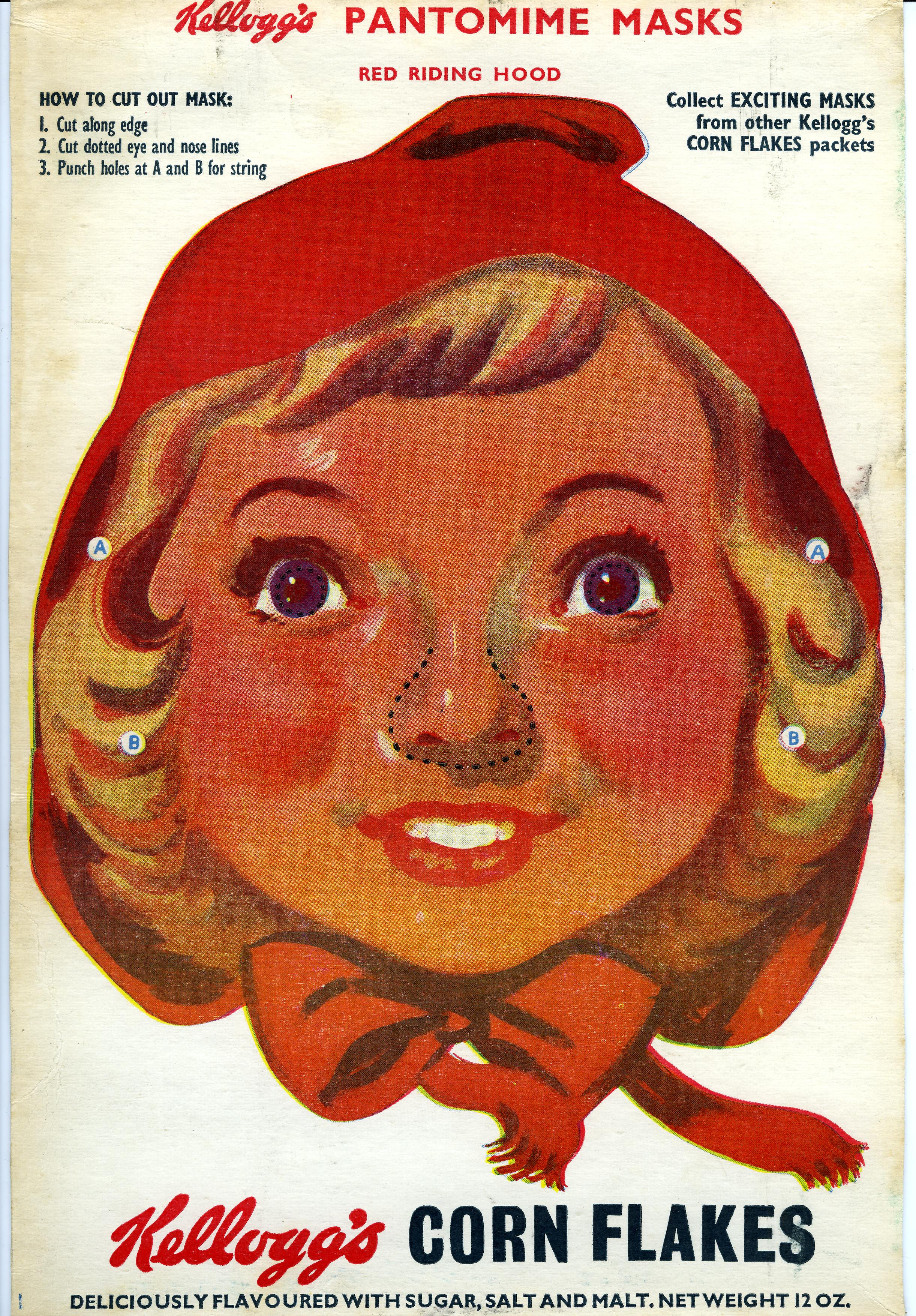 1955 Cornflakes Pantomime Masks Red Riding Hood