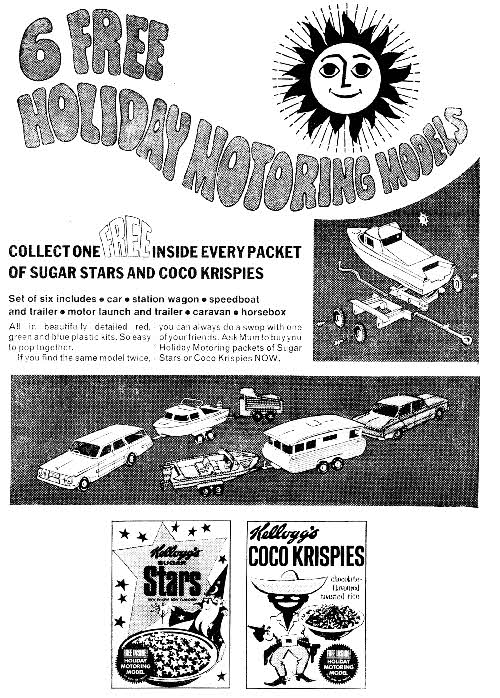 1967 Coco Krispies Holiday Motoring Models