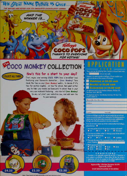 1999 Coco Pops Coco Monkey Collection and Vote result name change