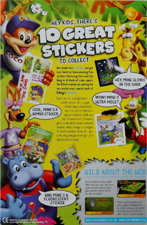 2001 Coco Pops Sticker Set
