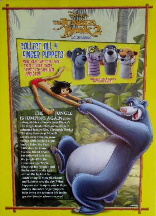 2003 Coco Pops Jungle Book 2 Finger Puppets