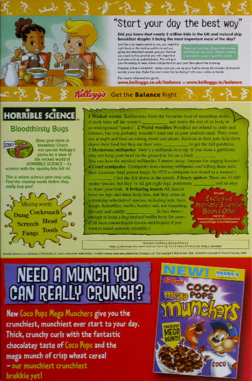2006 Coco Pops Horrible Science Bloodythirsty Bugs