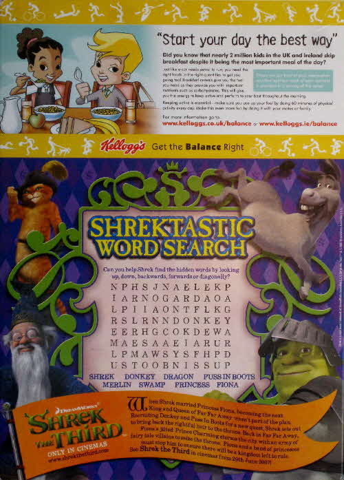 2007 Coco Pops Shrek 3 Wordsearch