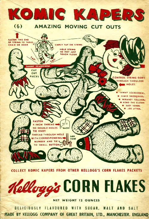 1950s Cornflakes Komic Kapers No 6 Sammy Scarecrow