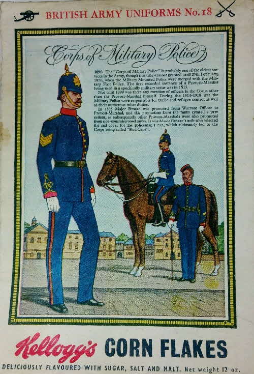 1955 Cornflakes British Army Unifoms No 18 Military Police