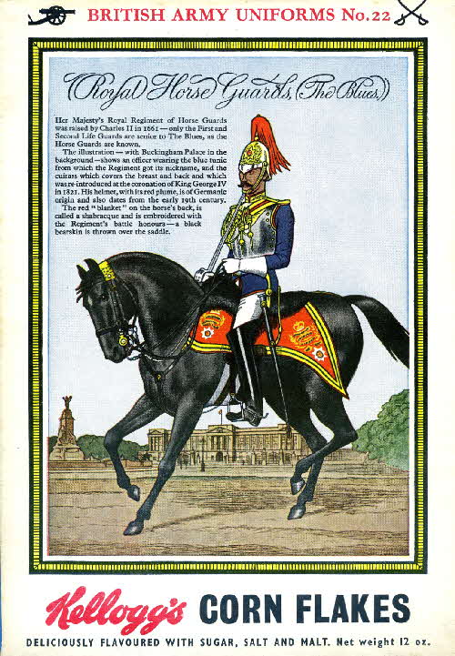 1955 Cornflakes British Army Unifoms No 22 Royal Horse Guards
