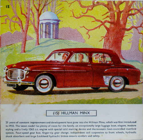 1954 Cornflakes Car Cards No 15 Hillman Minx