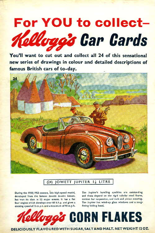 1954 Cornflakes Car Cards No 24 Jowett Jupiter 1.5 ltr