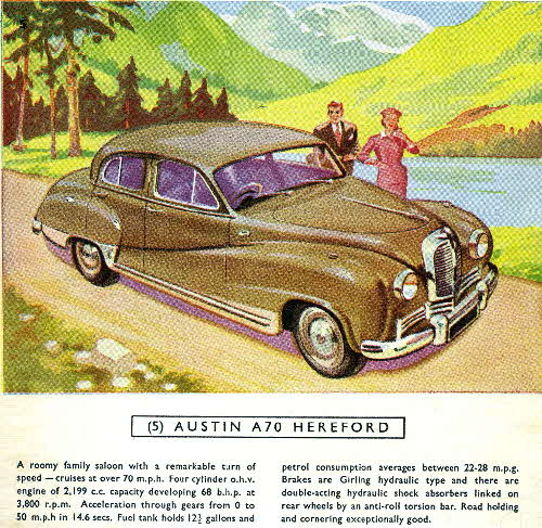 1954 Cornflakes Car Cards No 5 Austin A70 Hereford