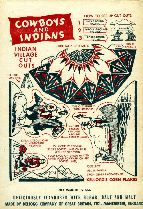 1952 Cornflakes Cowboys & Indians no 11 Indian village