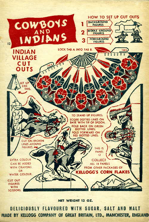 1952 Cornflakes Cowboys & Indians no 12 Indian village