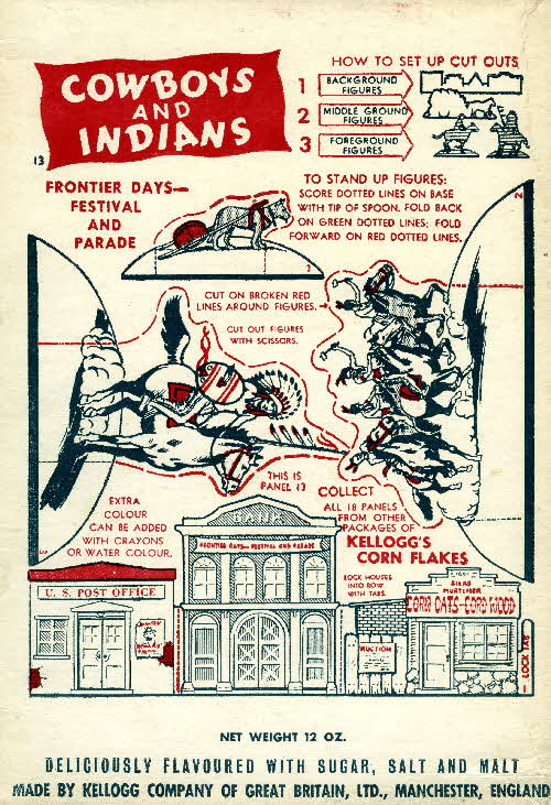 1952 Cornflakes Cowboys & Indians no 13 Frontier Days festival & parage