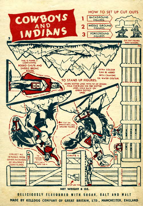 1952 Cornflakes Cowboys & Indians no 2 rodeo chute & saddle bronc ridders (1)