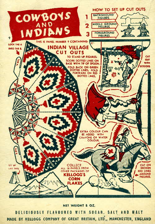 1952 Cornflakes Cowboys & Indians no 9 Indian village