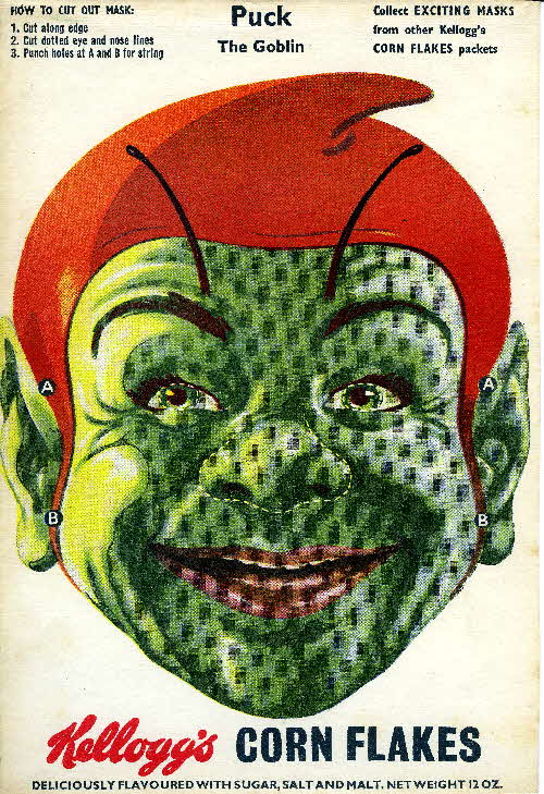 1950s Cornflakes Exciting Masks Puck the Goblin