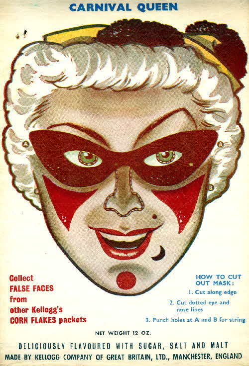 1953 Cornflakes False Faces Carnival Queen