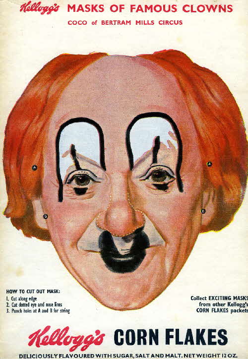 1955 Cornflakes Masks of Famous Clowns Coco