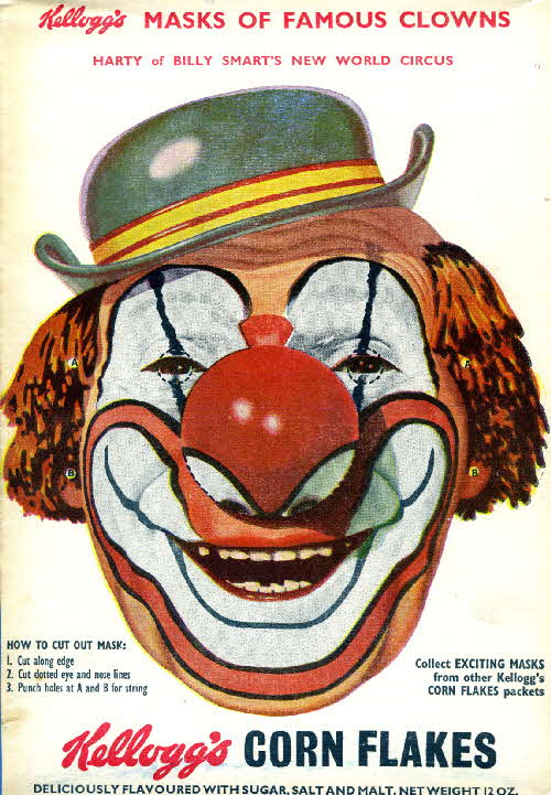 1955 Cornflakes Masks of Famous Clowns Harty