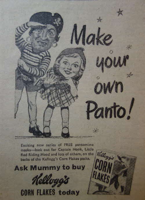 1955 Cornflakes Panto Face Masks Ad