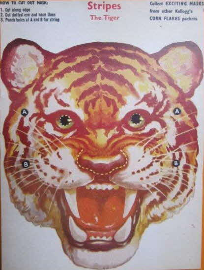 1955 Cornflakes Pantomime Masks Stripes the Tiger (betr)