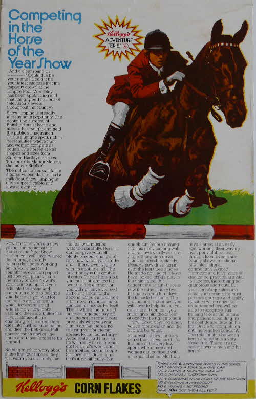 1972 Cornflakes Adventure Series Equestrian