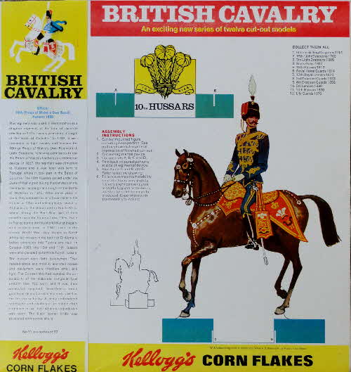 1970 Cornflakes British Cavalry 10th Hussars