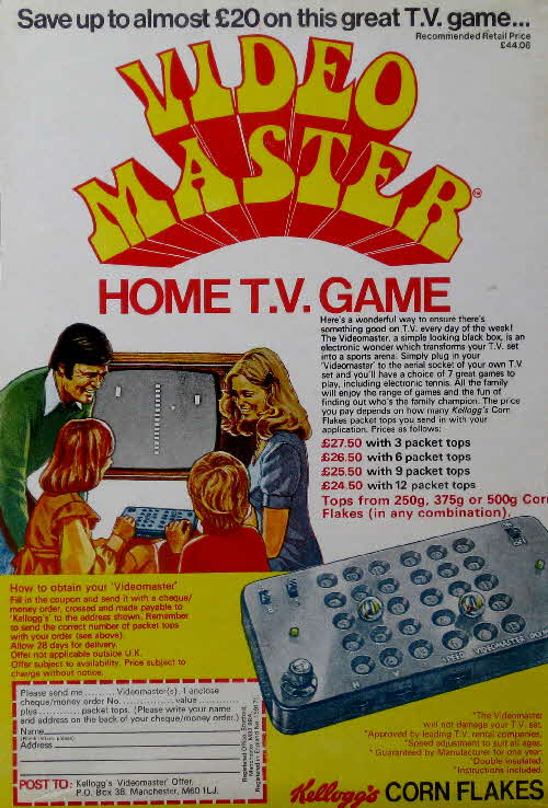 1975 Cornflakes Video Master Home TV game