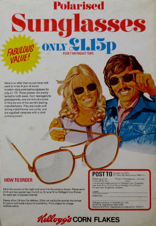 1970s Cornflakes Polarised Sunglasses offer