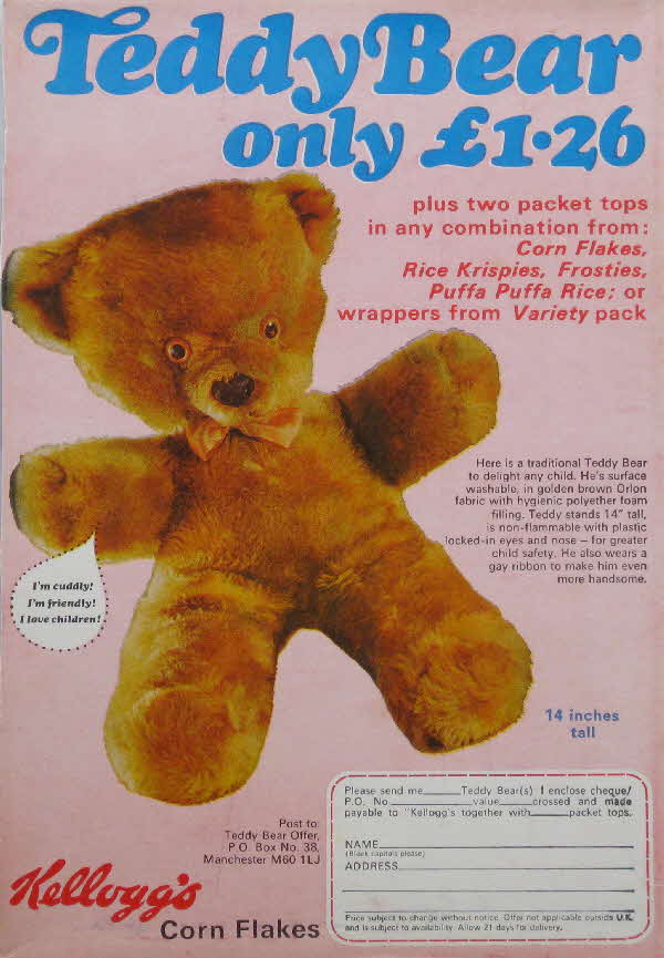1970s Cornflakes Teddy Bear Offer