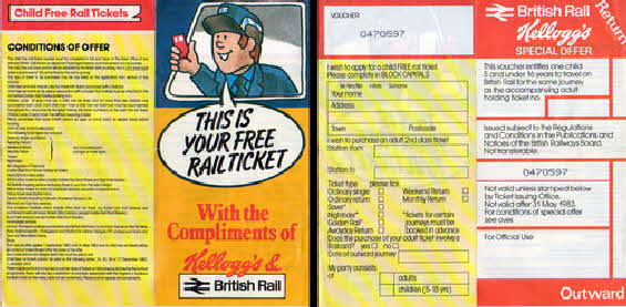 1982 Cornflakes Free Childs Train ticket (betr)