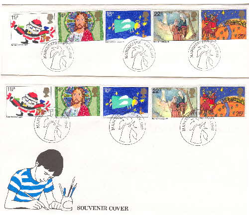 1982 Cornflakes Christmas Souvenir covers different postmark size