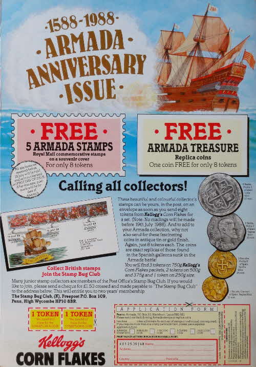 1988 Cornflakes Armada Coin & Stamps