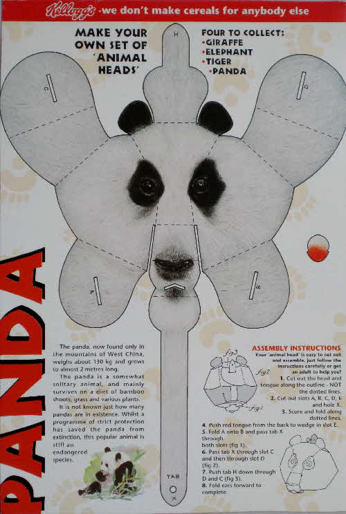 1992 Cornflakes Animal Heads Panda