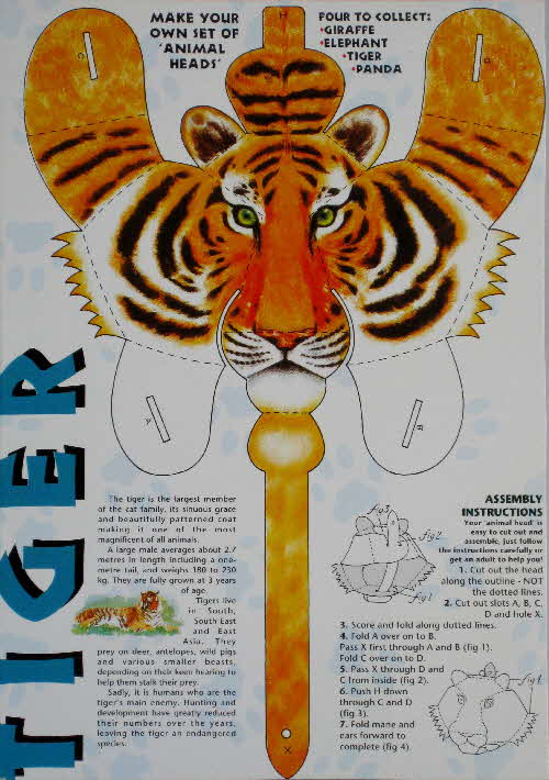 1992 Cornflakes Animal Heads Tiger