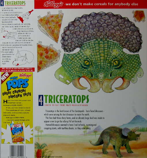 1993 Cornflakes Dinosaur Heads No 4 Triceratops