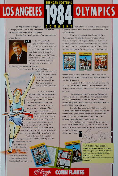 1991 Cornflakes Olympic Fact card 1984