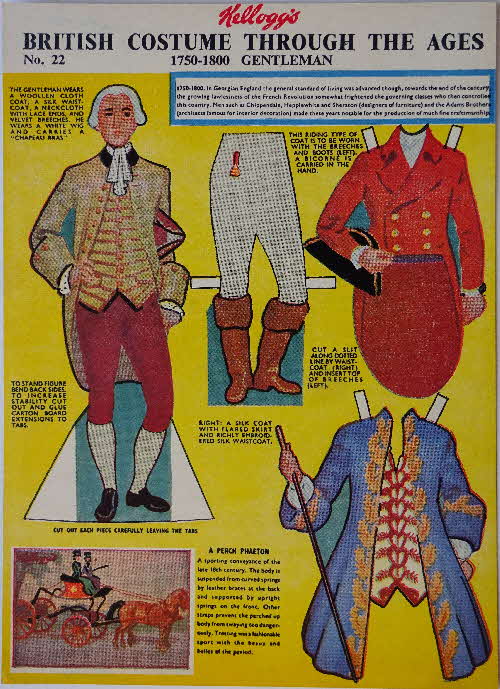 1950s Cornflakes British Costume Through the Ages No22 1750-1800 Gentleman