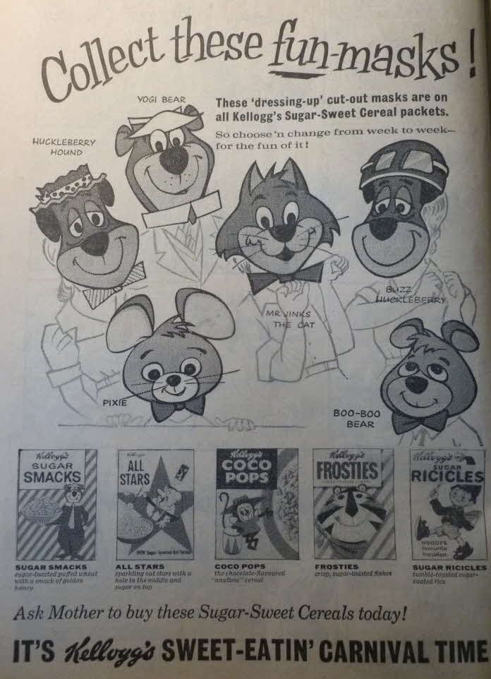 1961 Frosties Fun Masks - Hanna Barbera