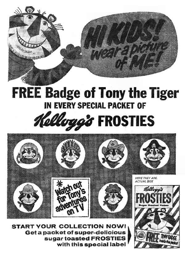 1964 Frosties Tony Tiger Badges