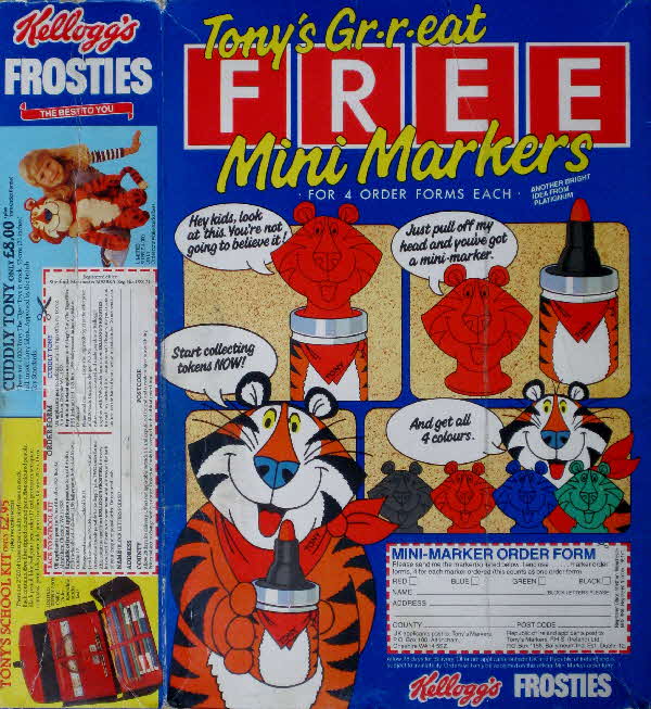 1983 Frosties Mini Markers, School Kit & Cuddly Toy