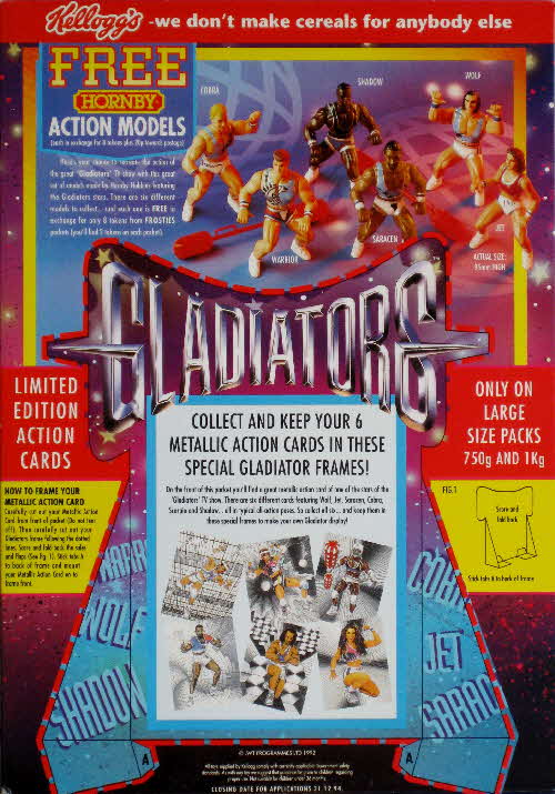 1995 Frosties Gladiators Action Card display - back
