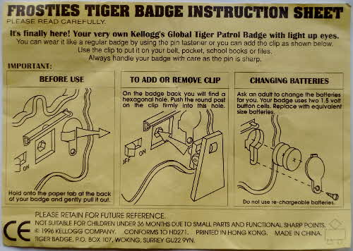 1996 Frosties Eye of the Tiger Badges  (3)
