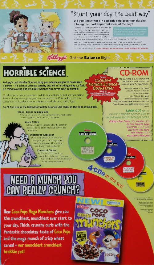 2006 Frosties Reduced Sugar Horrible Science CD Rom back
