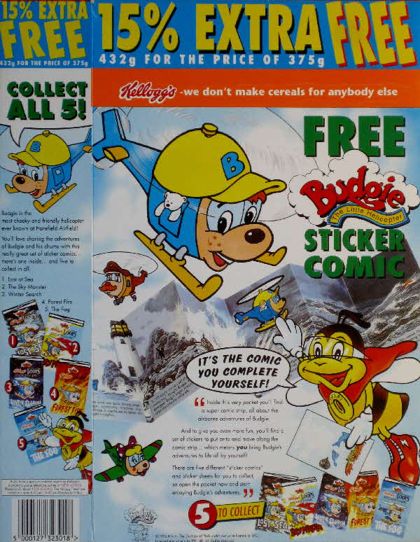 1995 Honey Nut Loops Budgie the Helicopter stickers