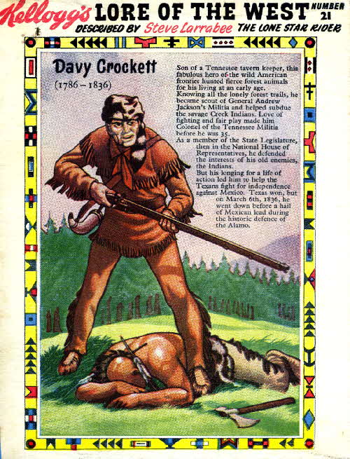 1956 Rice Krispies Lore of the West No 21 Davy Crockett
