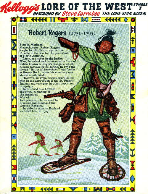 1956 Rice Krispies Lore of the West No 7 Robert Rogers