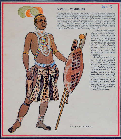 1953 Rice Krispies People of Africa No 5 Zulu Warrior
