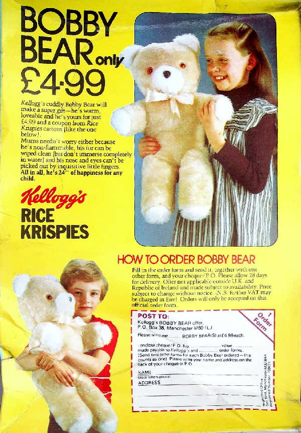 1978 Rice Krispies Bobby Bear Offer 2