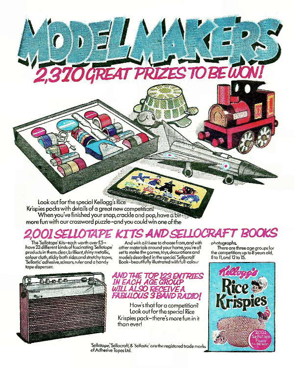 1975 Rice Krispies Sellotape Kits Competition